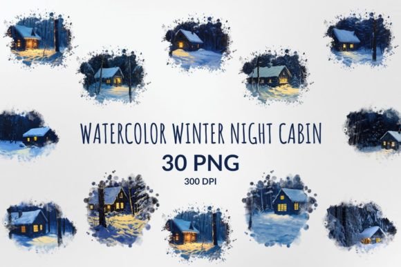 Winter Night Cabin Sublimation Clipart: A Beautiful Blend of Art and Utility